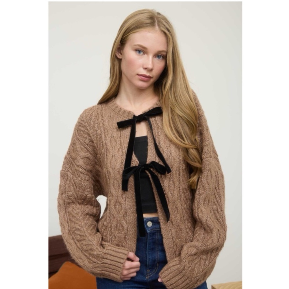 Cozy Brown Cable Knit Cardigan